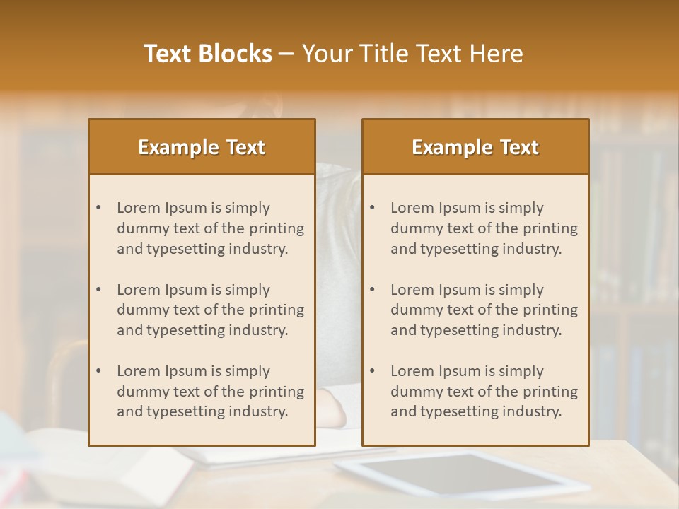 Indoors Bookcase Writing PowerPoint Template