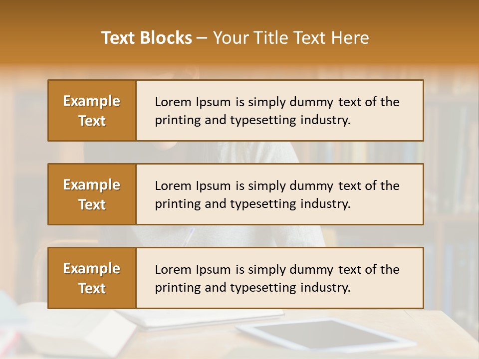 Indoors Bookcase Writing PowerPoint Template