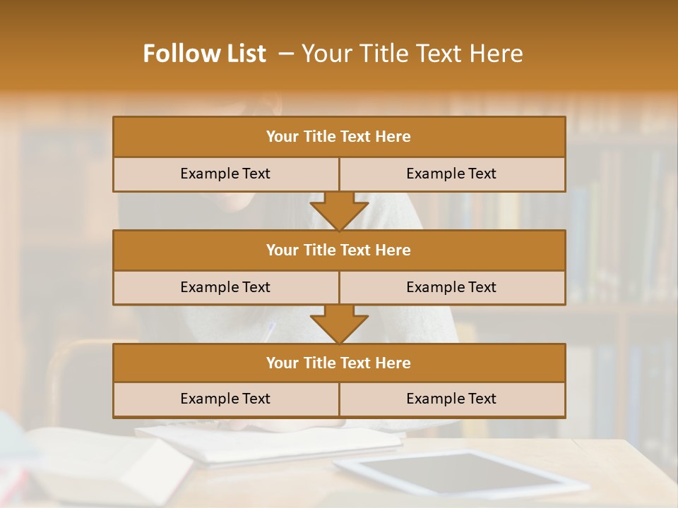 Indoors Bookcase Writing PowerPoint Template