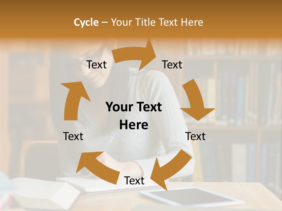 Indoors Bookcase Writing PowerPoint Template