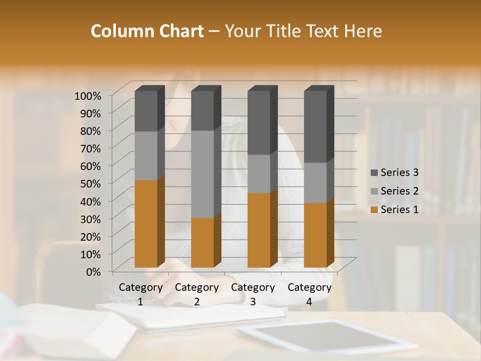 Indoors Bookcase Writing PowerPoint Template