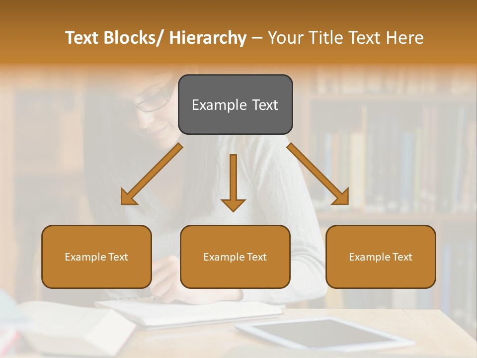 Indoors Bookcase Writing PowerPoint Template