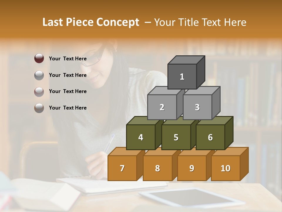 Indoors Bookcase Writing PowerPoint Template