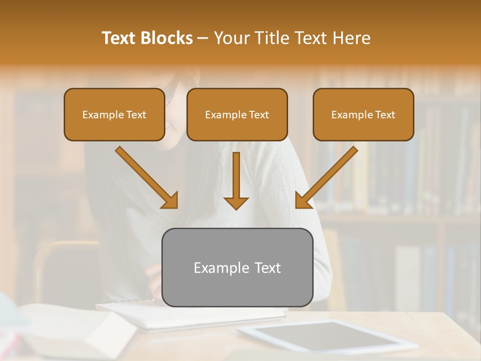 Indoors Bookcase Writing PowerPoint Template