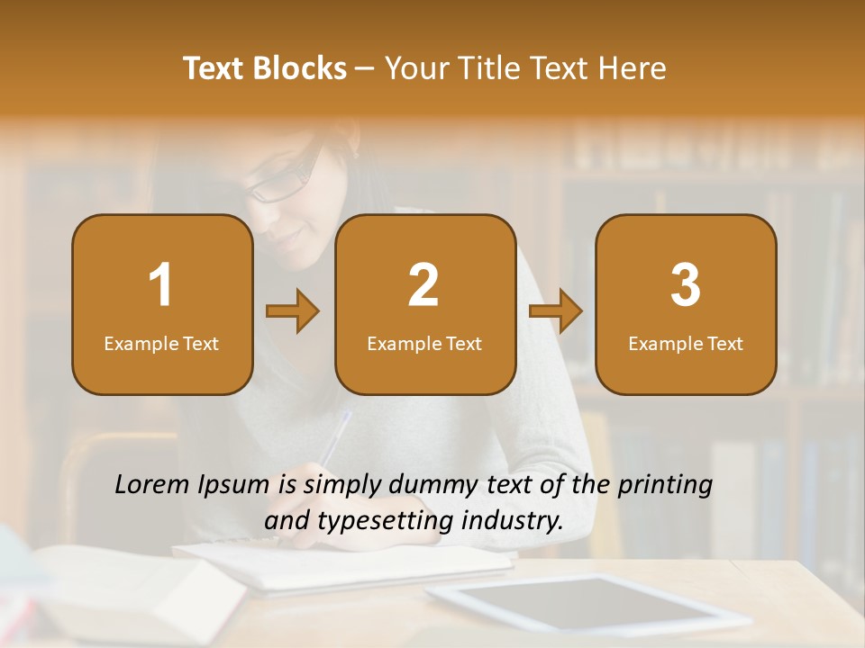 Indoors Bookcase Writing PowerPoint Template