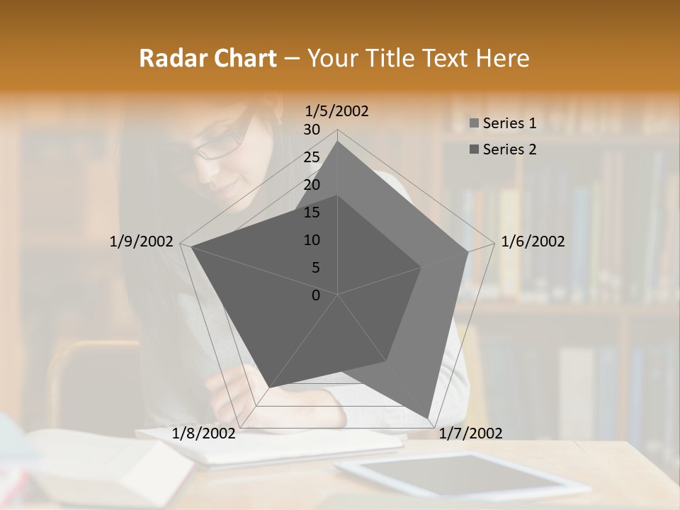 Indoors Bookcase Writing PowerPoint Template