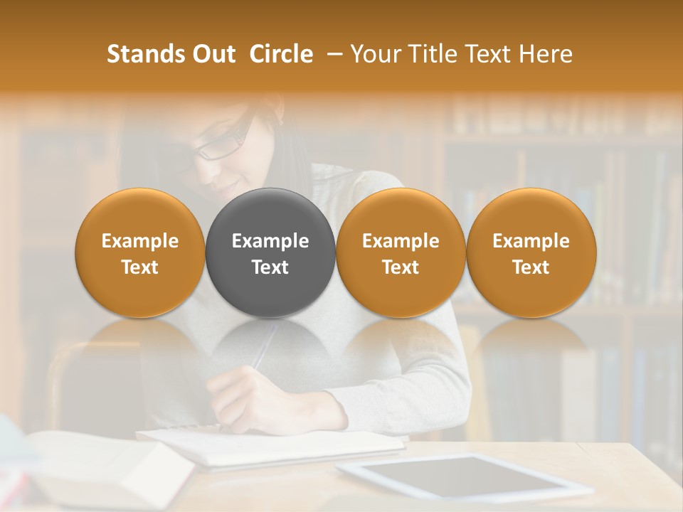 Indoors Bookcase Writing PowerPoint Template