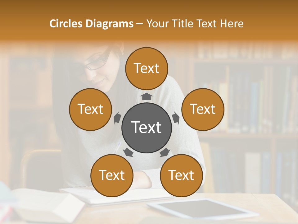 Indoors Bookcase Writing PowerPoint Template