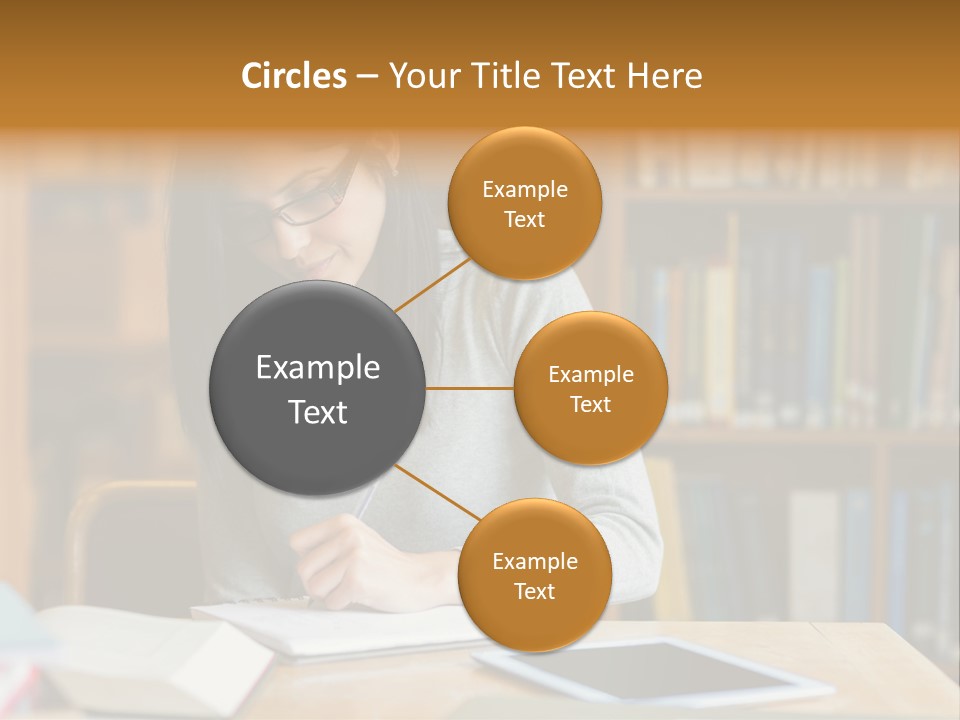 Indoors Bookcase Writing PowerPoint Template