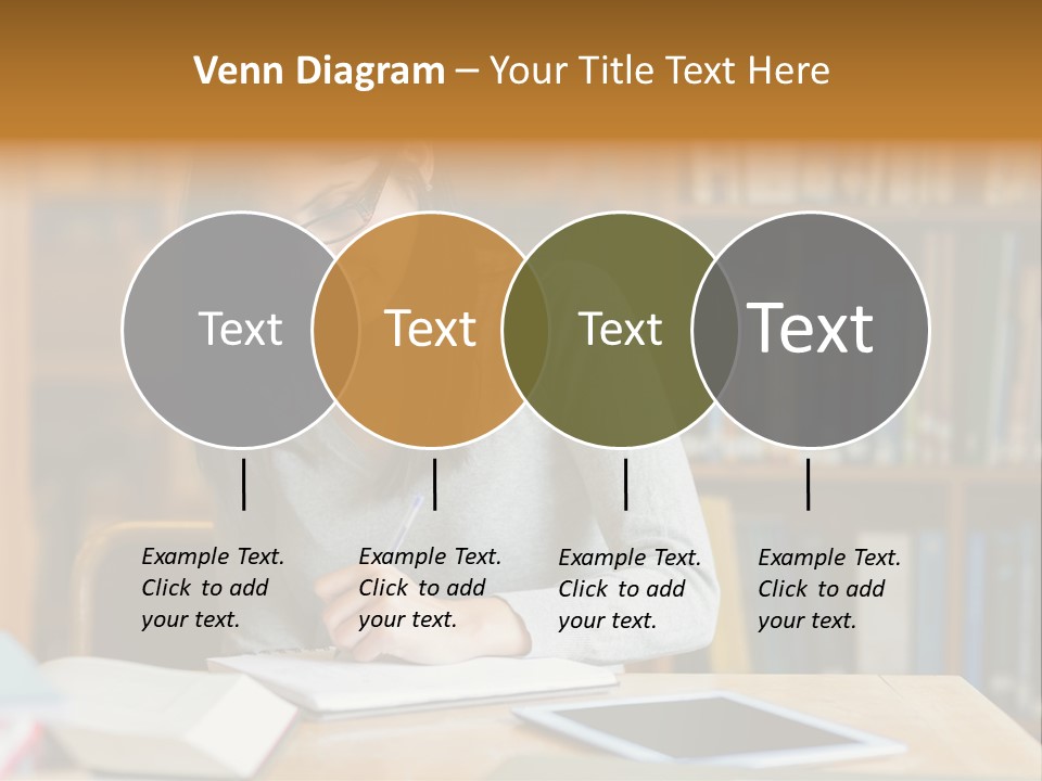 Indoors Bookcase Writing PowerPoint Template