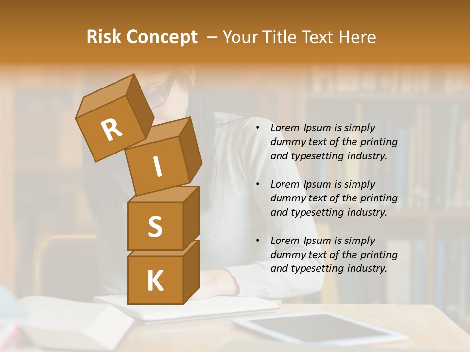 Indoors Bookcase Writing PowerPoint Template