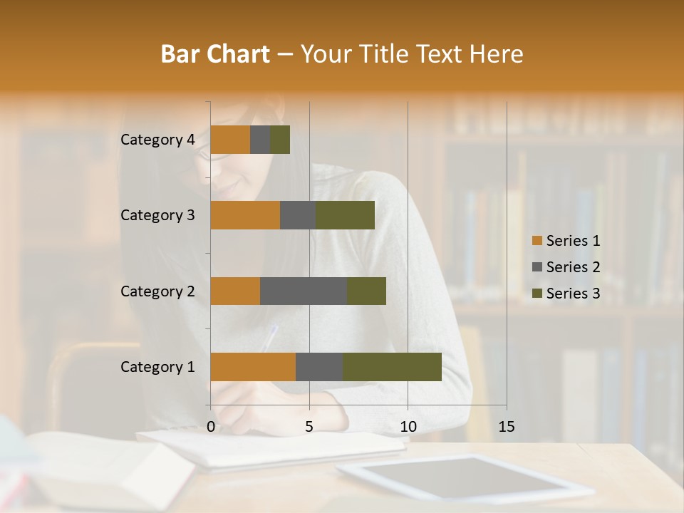 Indoors Bookcase Writing PowerPoint Template
