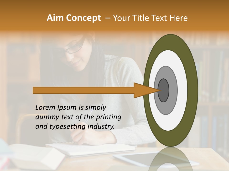 Indoors Bookcase Writing PowerPoint Template