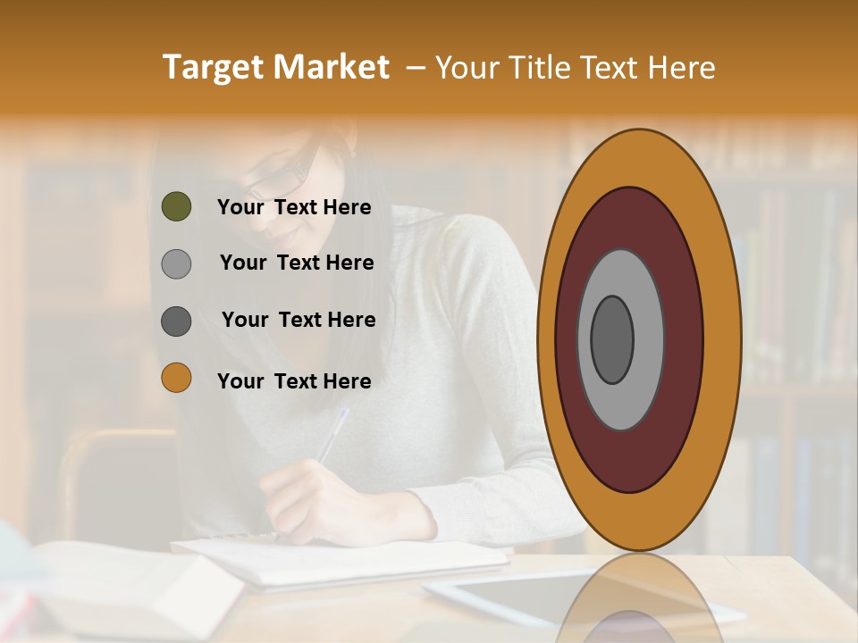 Indoors Bookcase Writing PowerPoint Template