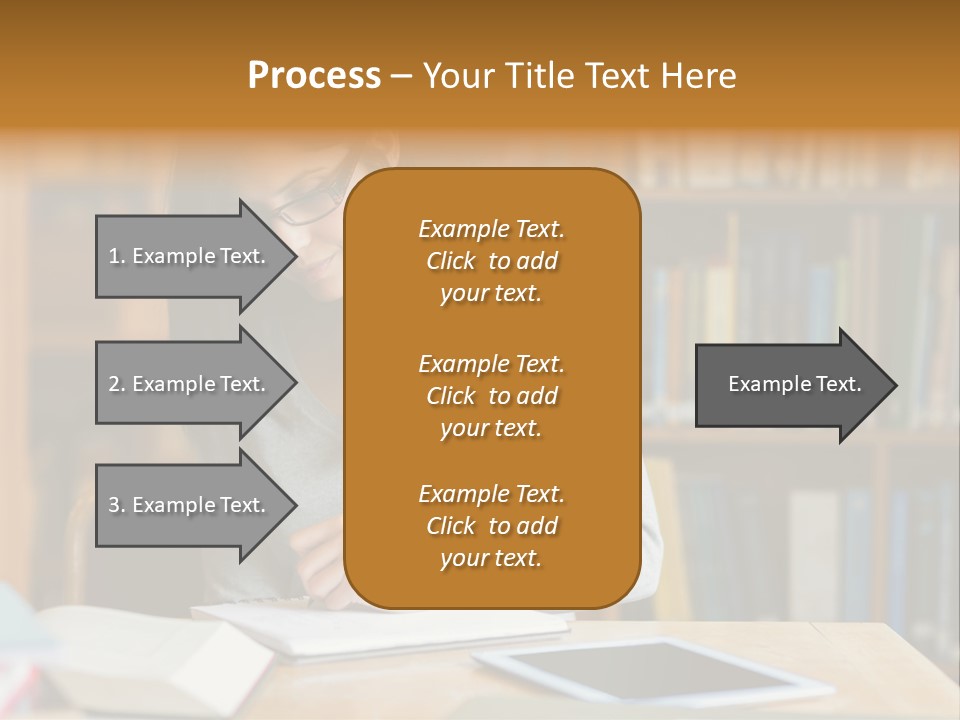 Indoors Bookcase Writing PowerPoint Template