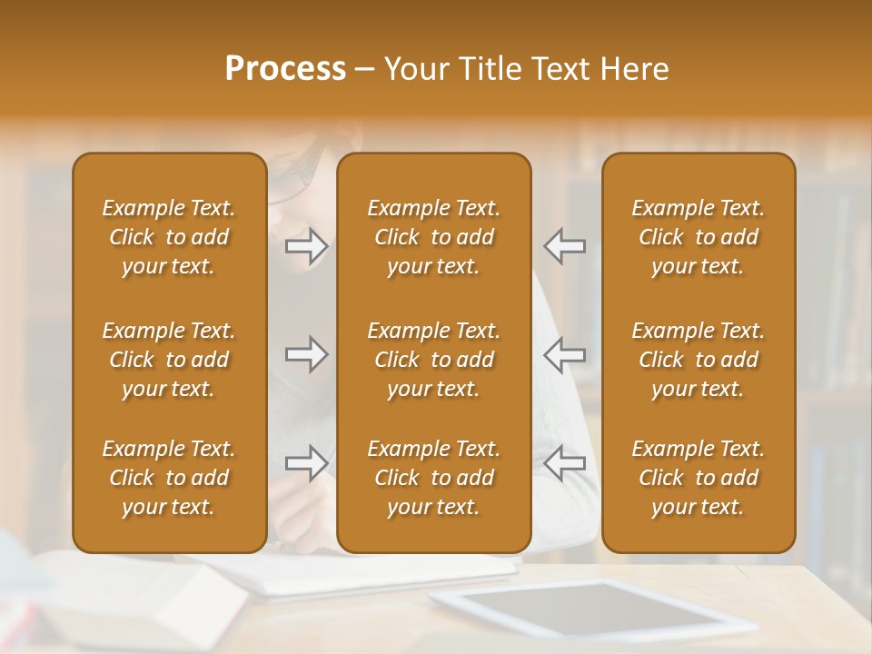 Indoors Bookcase Writing PowerPoint Template