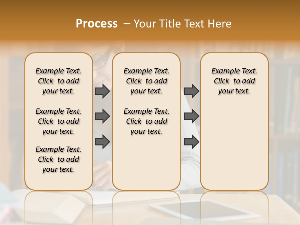 Indoors Bookcase Writing PowerPoint Template