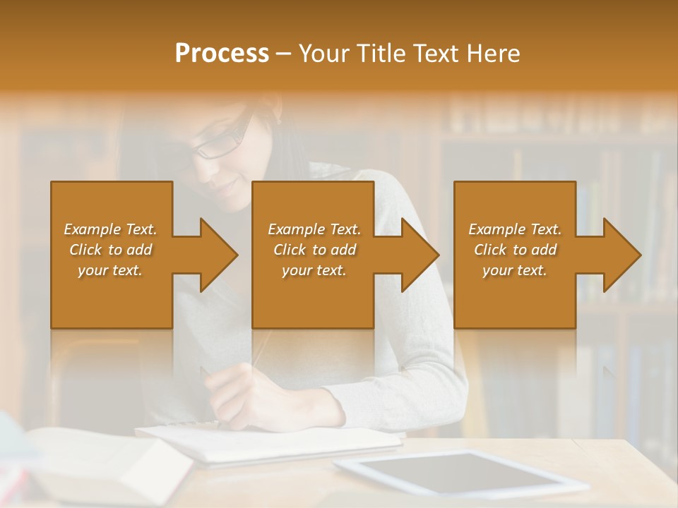 Indoors Bookcase Writing PowerPoint Template