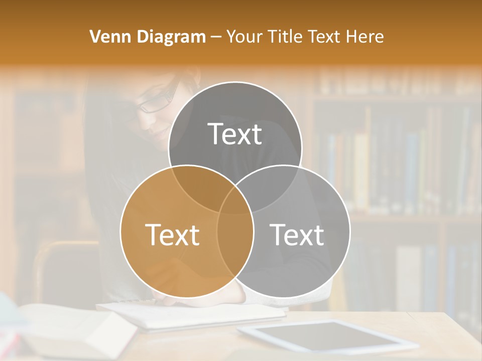 Indoors Bookcase Writing PowerPoint Template