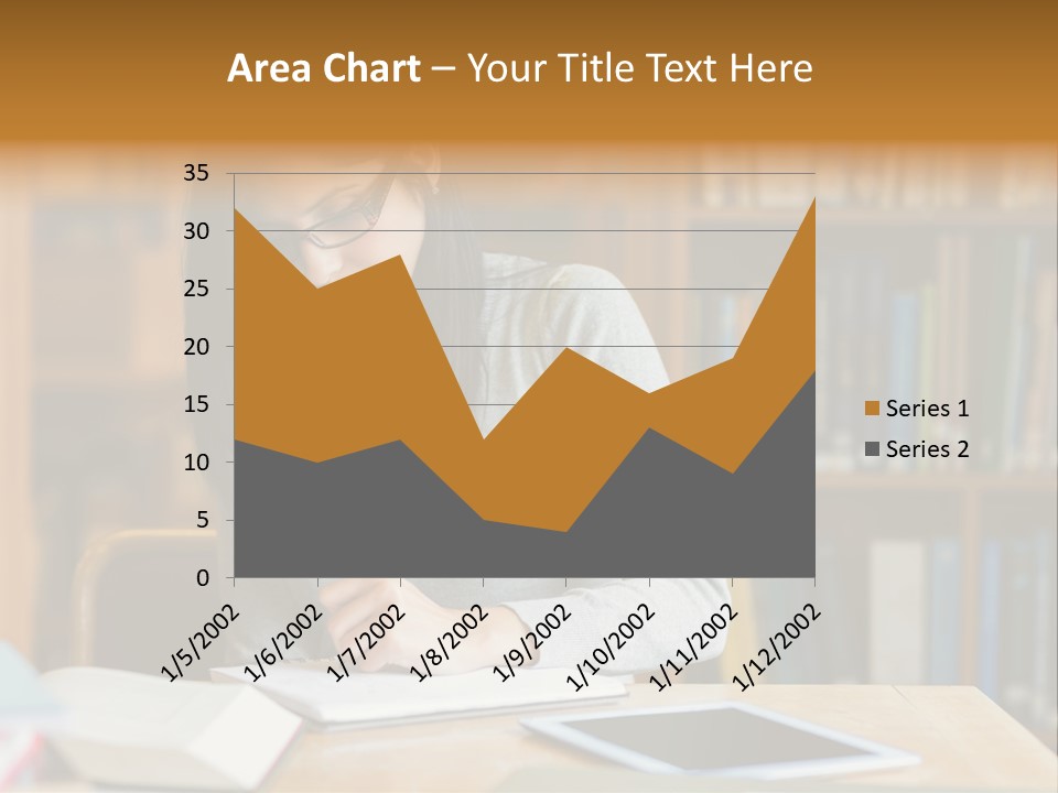 Indoors Bookcase Writing PowerPoint Template