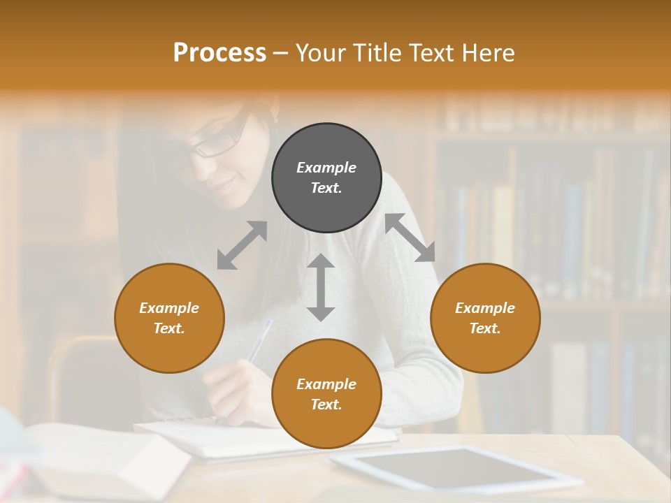 Indoors Bookcase Writing PowerPoint Template