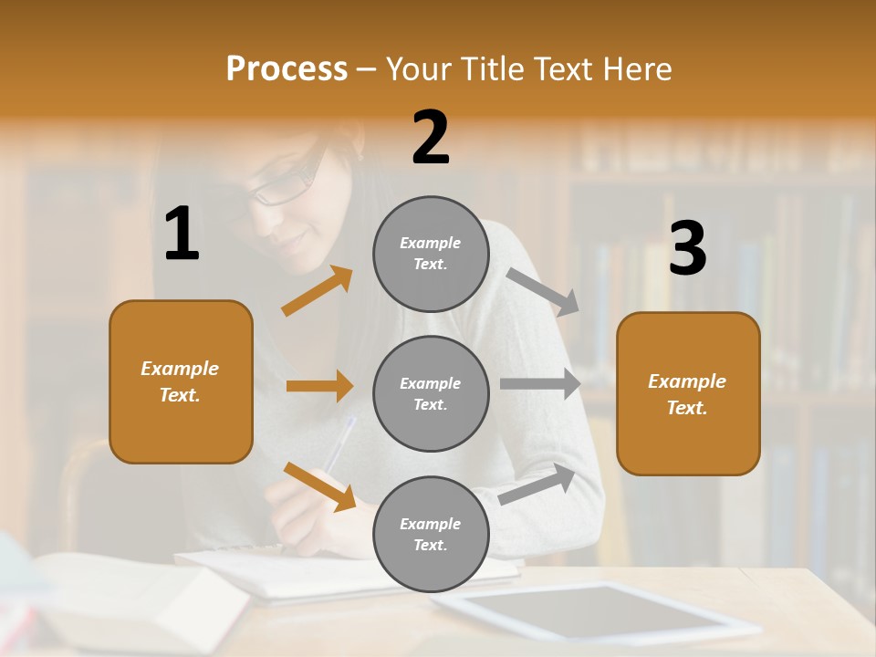 Indoors Bookcase Writing PowerPoint Template