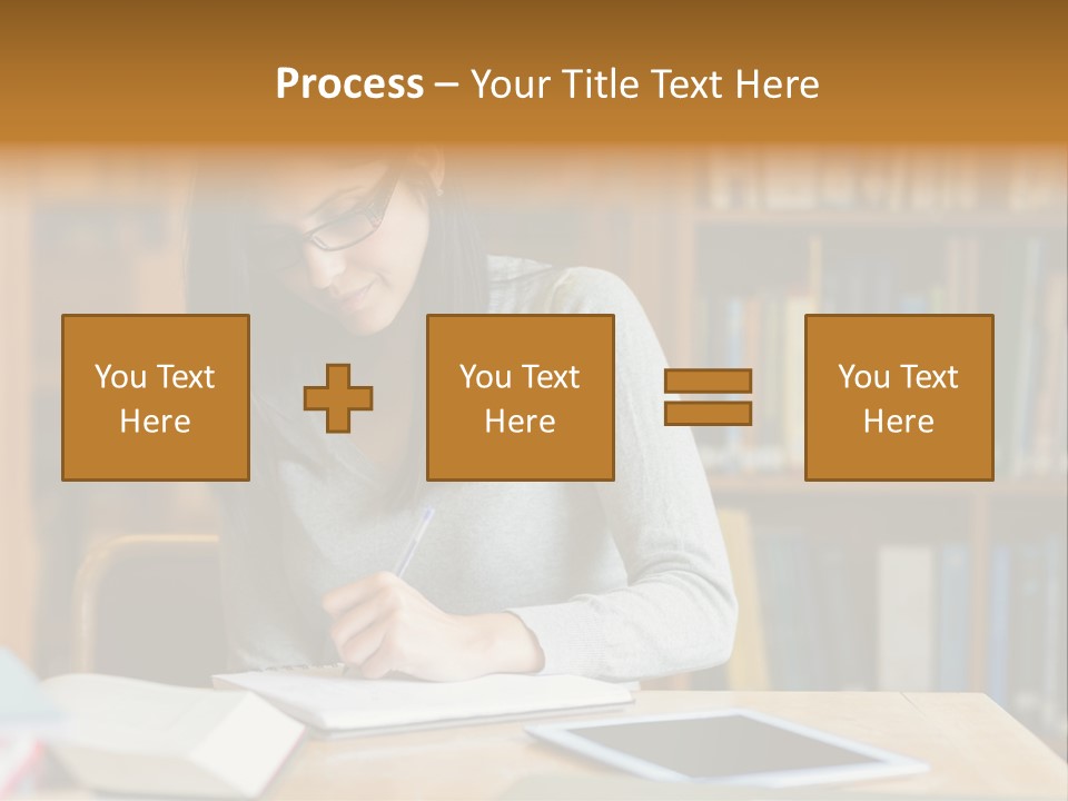 Indoors Bookcase Writing PowerPoint Template