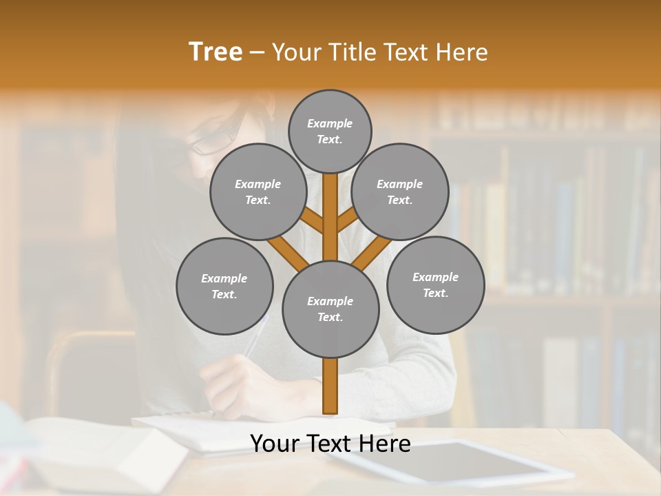 Indoors Bookcase Writing PowerPoint Template