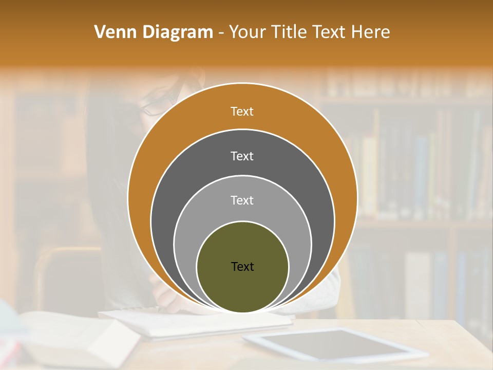 Indoors Bookcase Writing PowerPoint Template