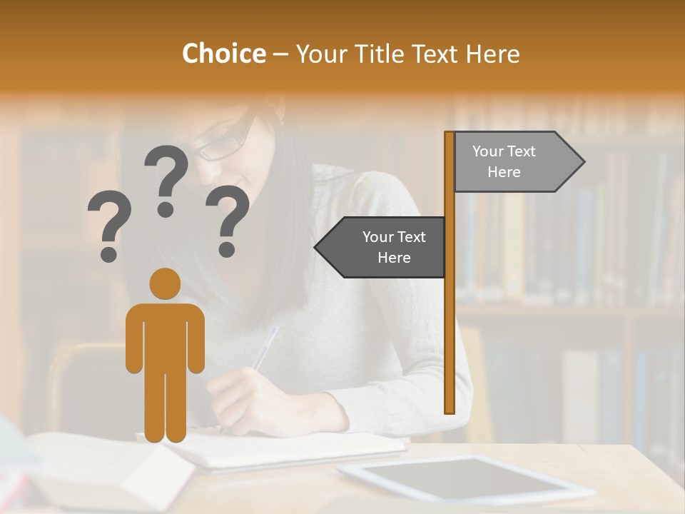 Indoors Bookcase Writing PowerPoint Template