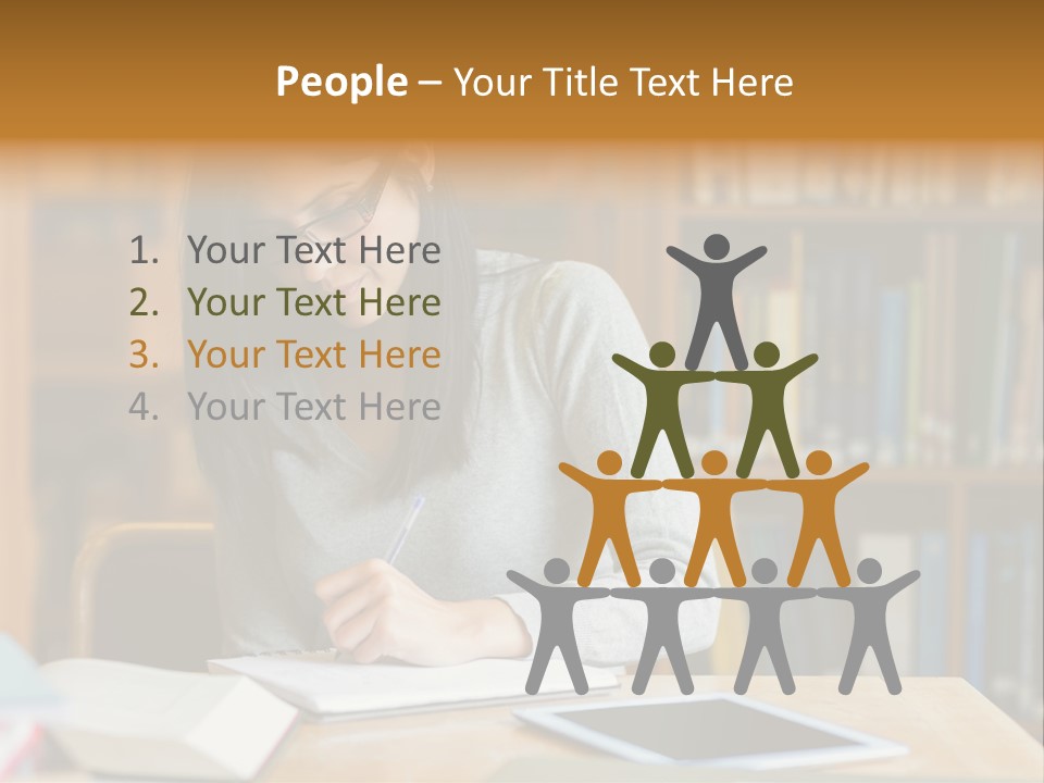 Indoors Bookcase Writing PowerPoint Template