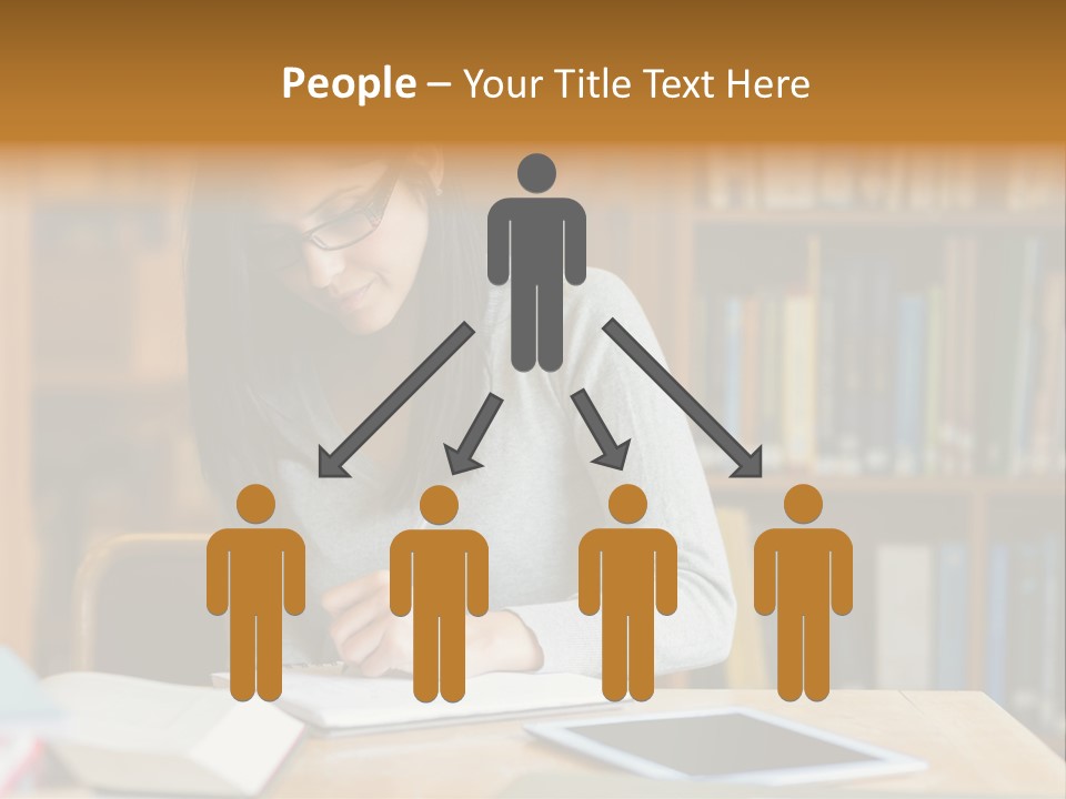 Indoors Bookcase Writing PowerPoint Template