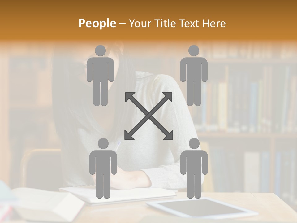 Indoors Bookcase Writing PowerPoint Template