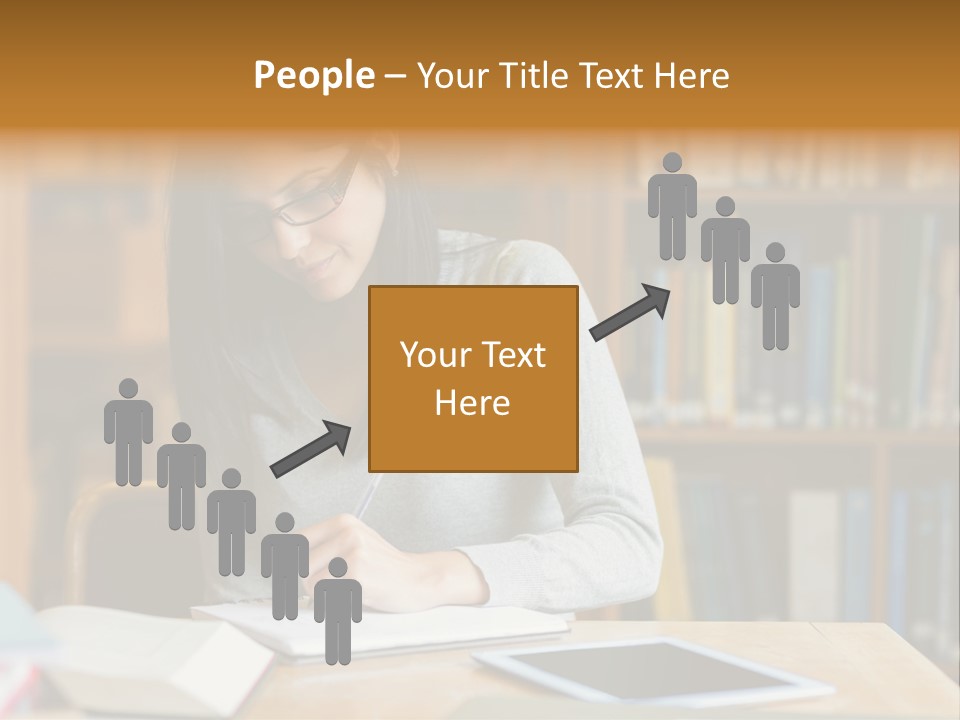 Indoors Bookcase Writing PowerPoint Template