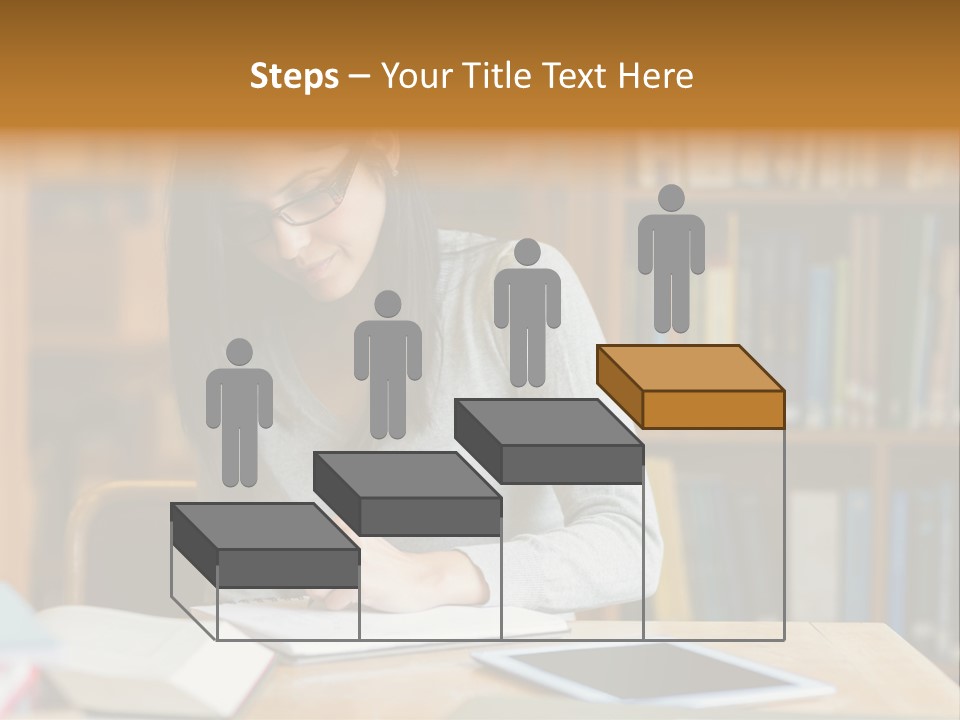 Indoors Bookcase Writing PowerPoint Template