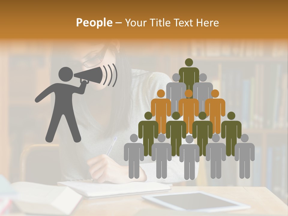 Indoors Bookcase Writing PowerPoint Template