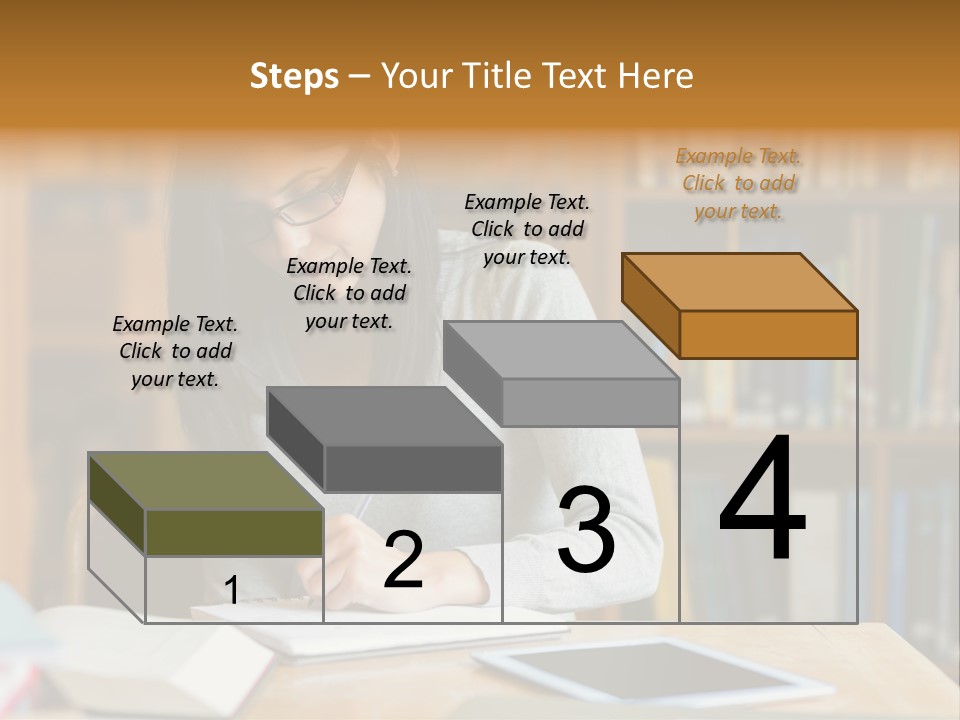 Indoors Bookcase Writing PowerPoint Template