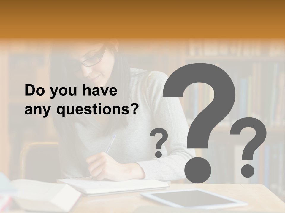 Indoors Bookcase Writing PowerPoint Template