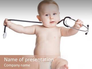 A Baby With A Stethoscope On His Head PowerPoint Template