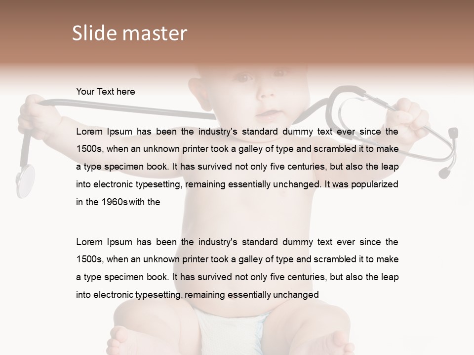 A Baby With A Stethoscope On His Head PowerPoint Template