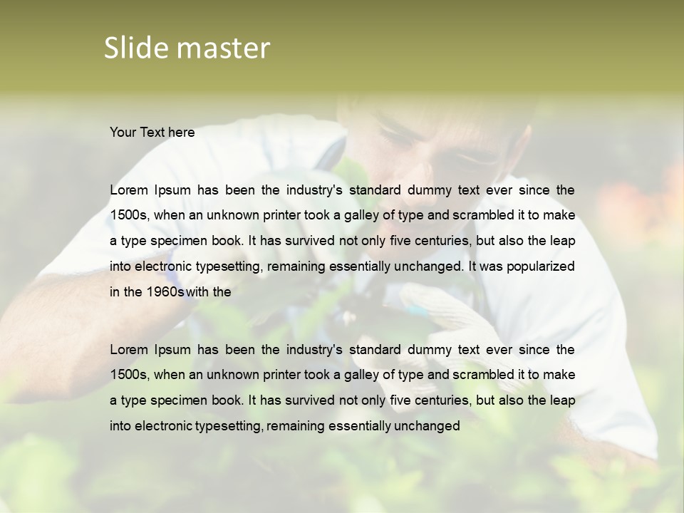 Secateurs Gardener Blue Collar PowerPoint Template
