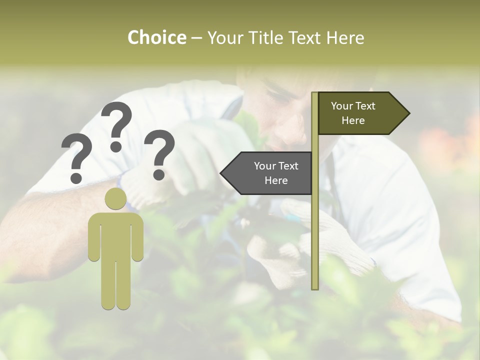 Secateurs Gardener Blue Collar PowerPoint Template