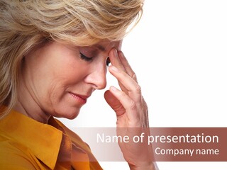 Close Unhappy Senior PowerPoint Template