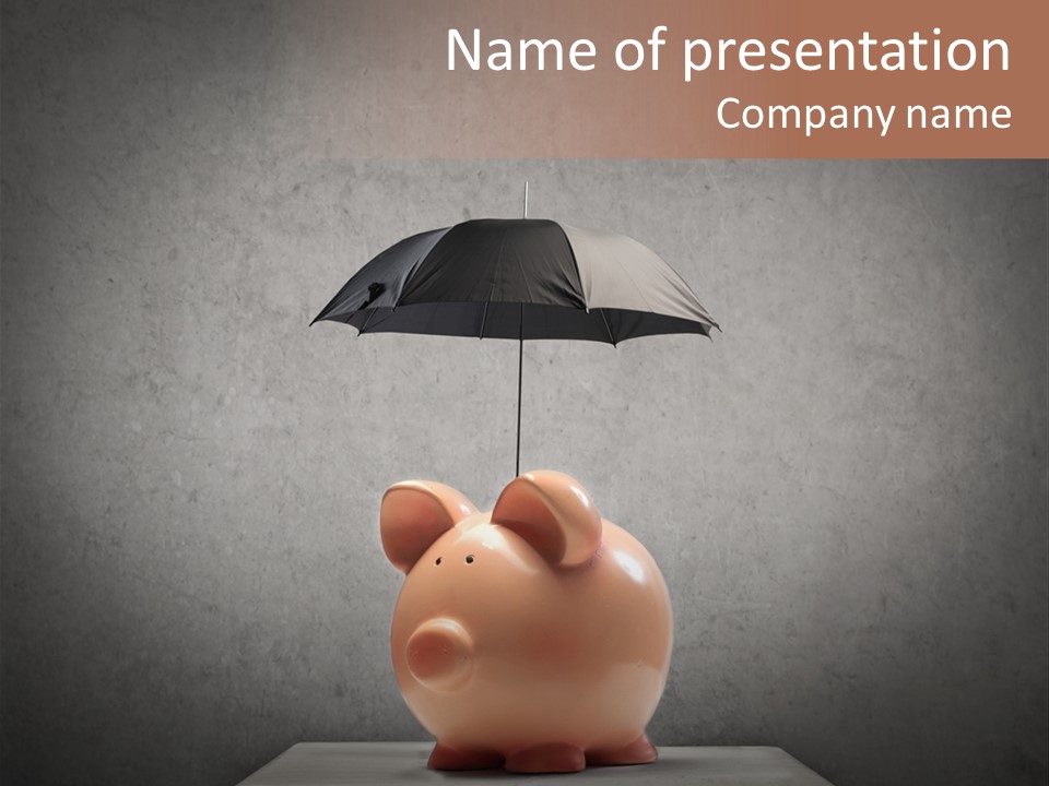 Work Piggy Bank Umbrella PowerPoint Template