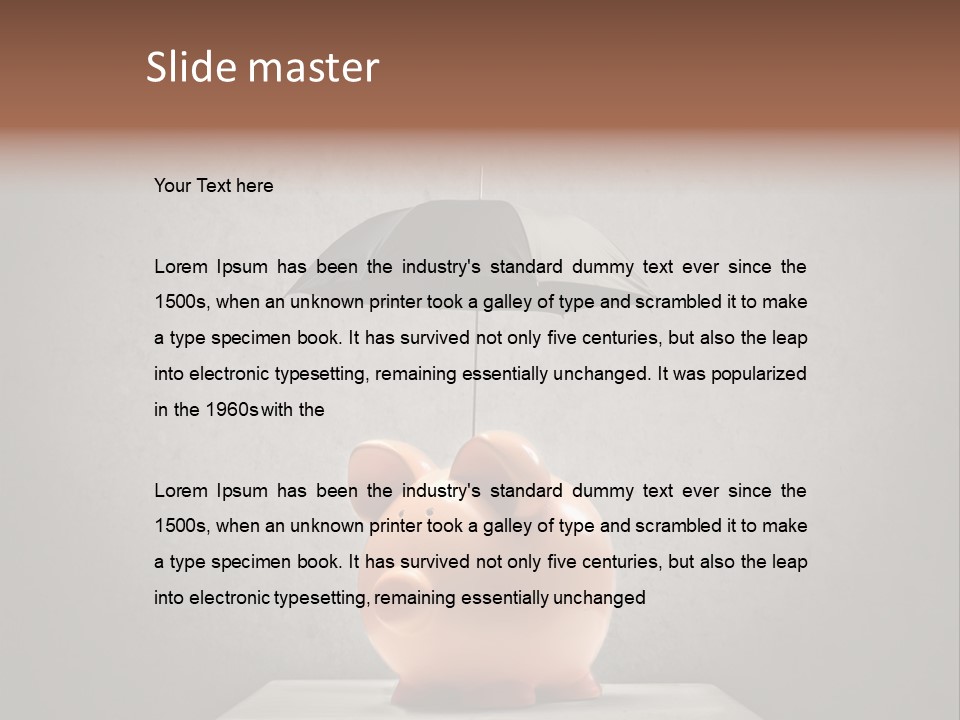 Work Piggy Bank Umbrella PowerPoint Template