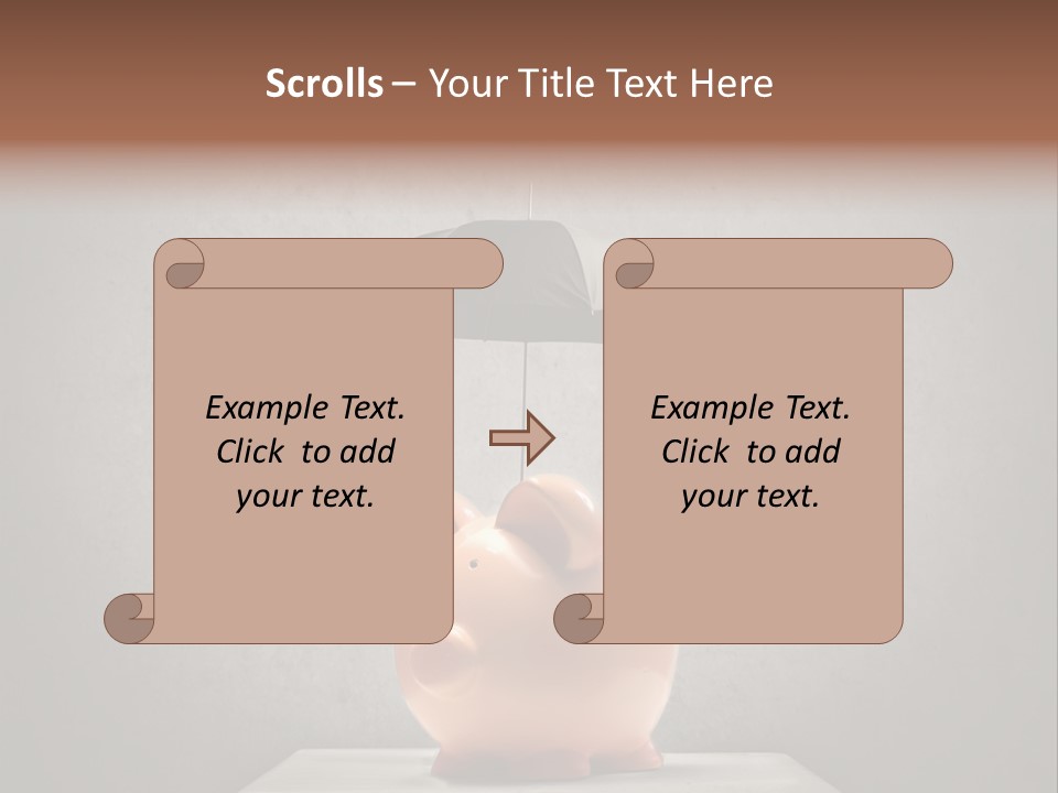 Work Piggy Bank Umbrella PowerPoint Template