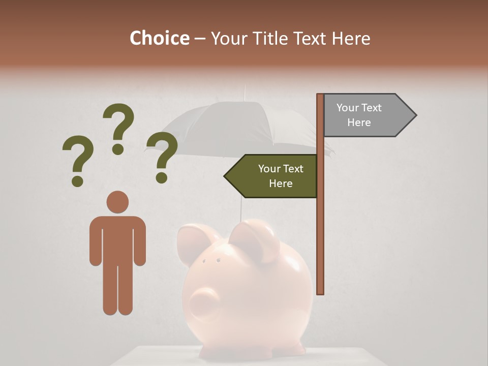 Work Piggy Bank Umbrella PowerPoint Template