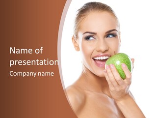 Makeup Pretty Caucasian PowerPoint Template