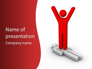 Red Lay Pedestal PowerPoint Template