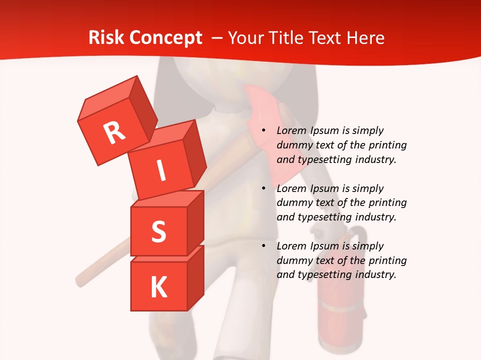 A Person With A Fireman's Hat And Holding A Fire Extinguis PowerPoint Template